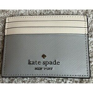 Kate Spade New York Madison Slim Card Holder Platinum Grey Multi Wallet EUC